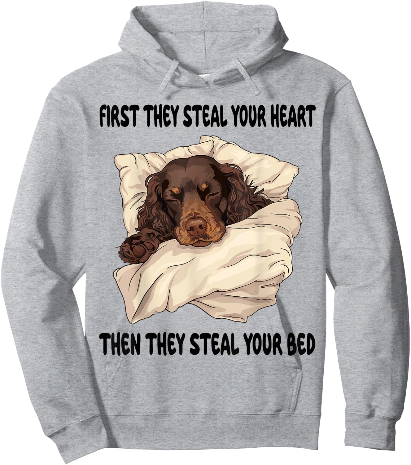 Boykin Spaniel Sleeping Pajamas Nightgown Hoodie - Hoodie | Ash