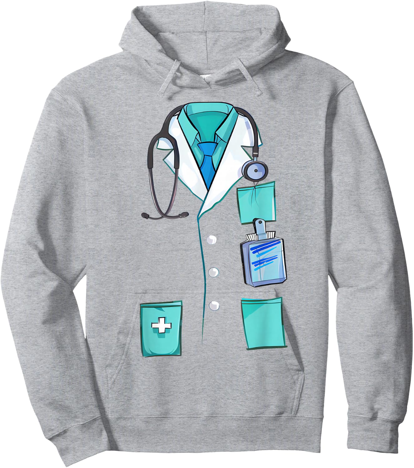Doctor Costume Halloween White Lab Coat Men Women Kids Hoodie - Hoodie | Ash