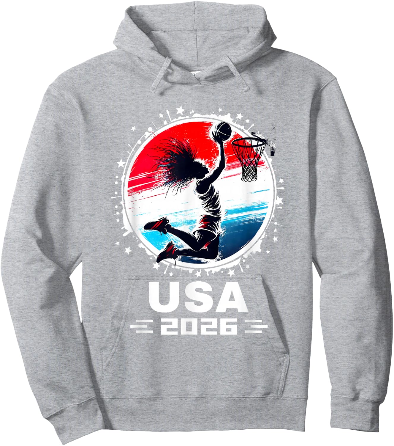 Basketball 2026 Women Basketball USA Flag 2026 Hoodie - Hoodie | Ash