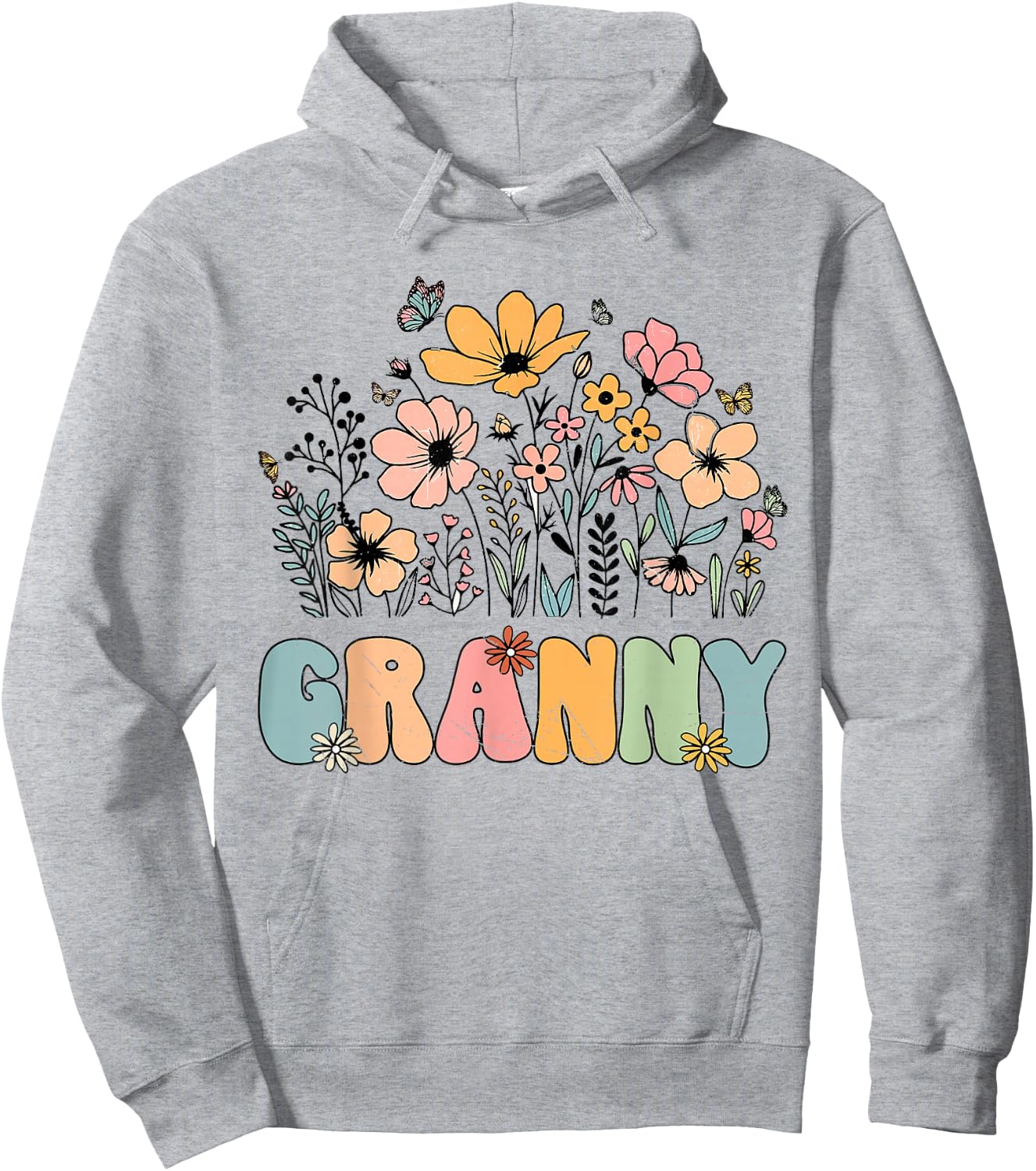 Wildflower Granny shirt for Grandma Grandmother Announcement Hoodie - Hoodie | Ash