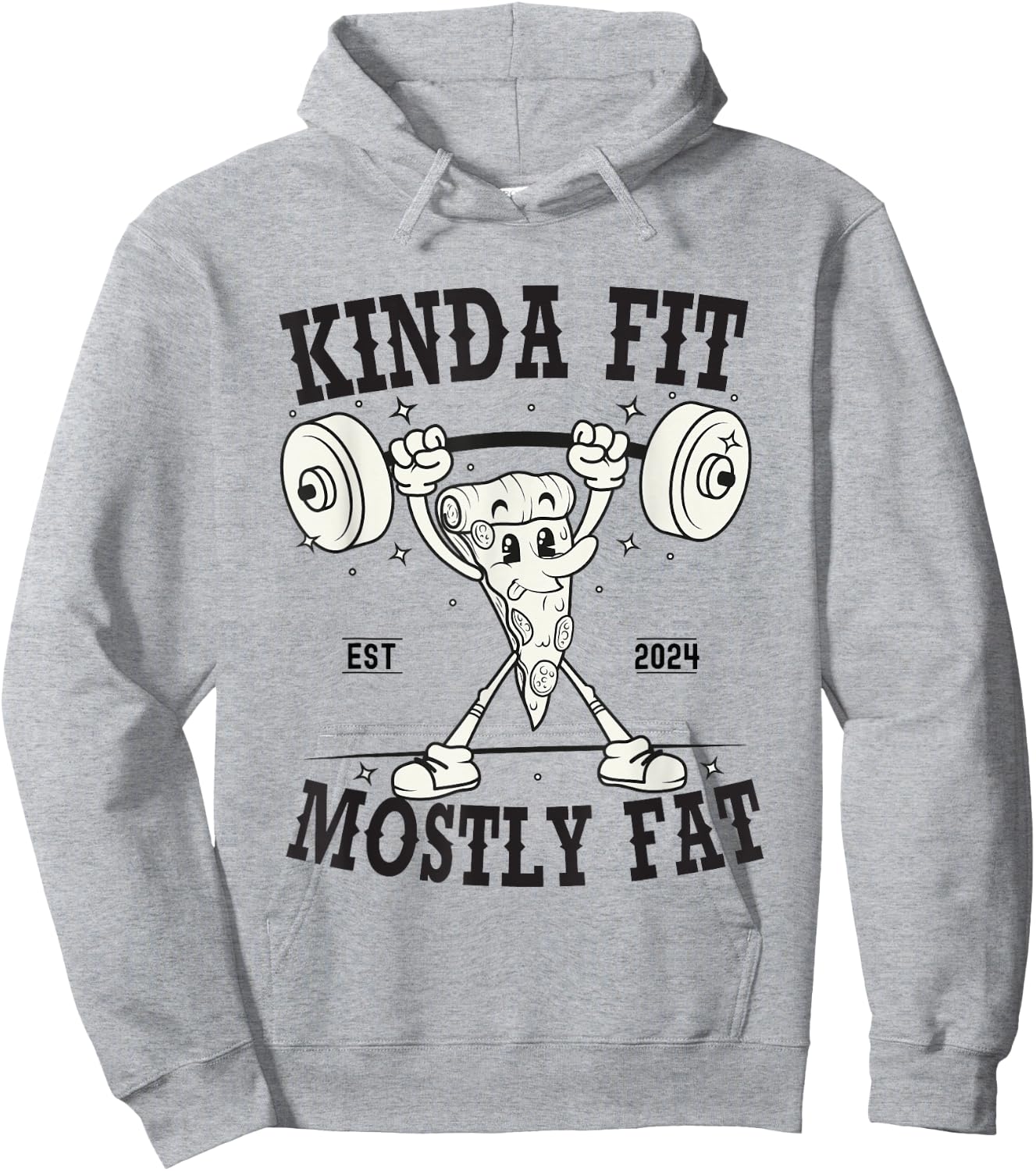 Kinda Fit Mostly Fat funny Exercise Gym Fitness Workout Hoodie - Hoodie | Ash