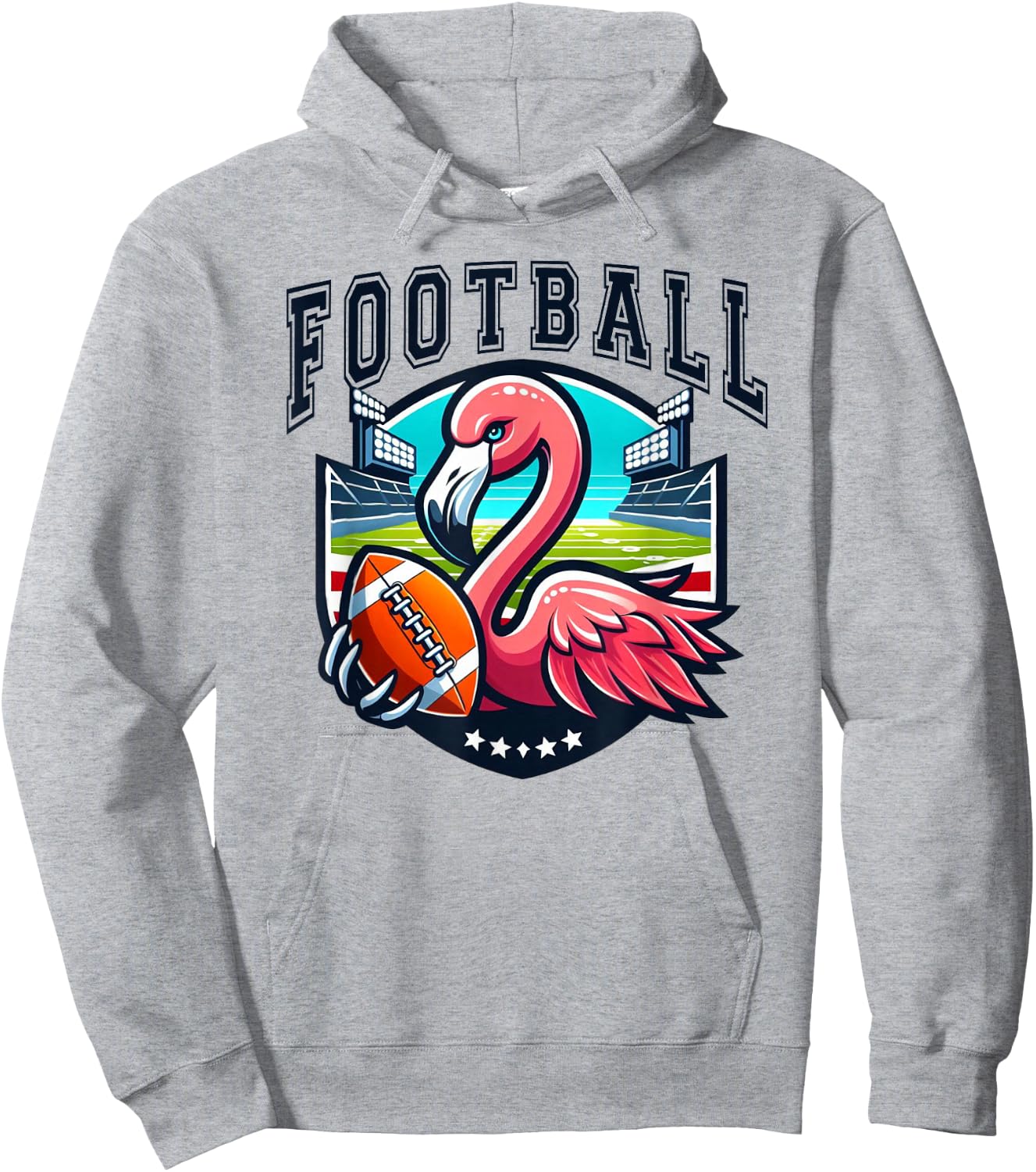 Football Pink Flamingo Playing Hoodie - Hoodie | Ash
