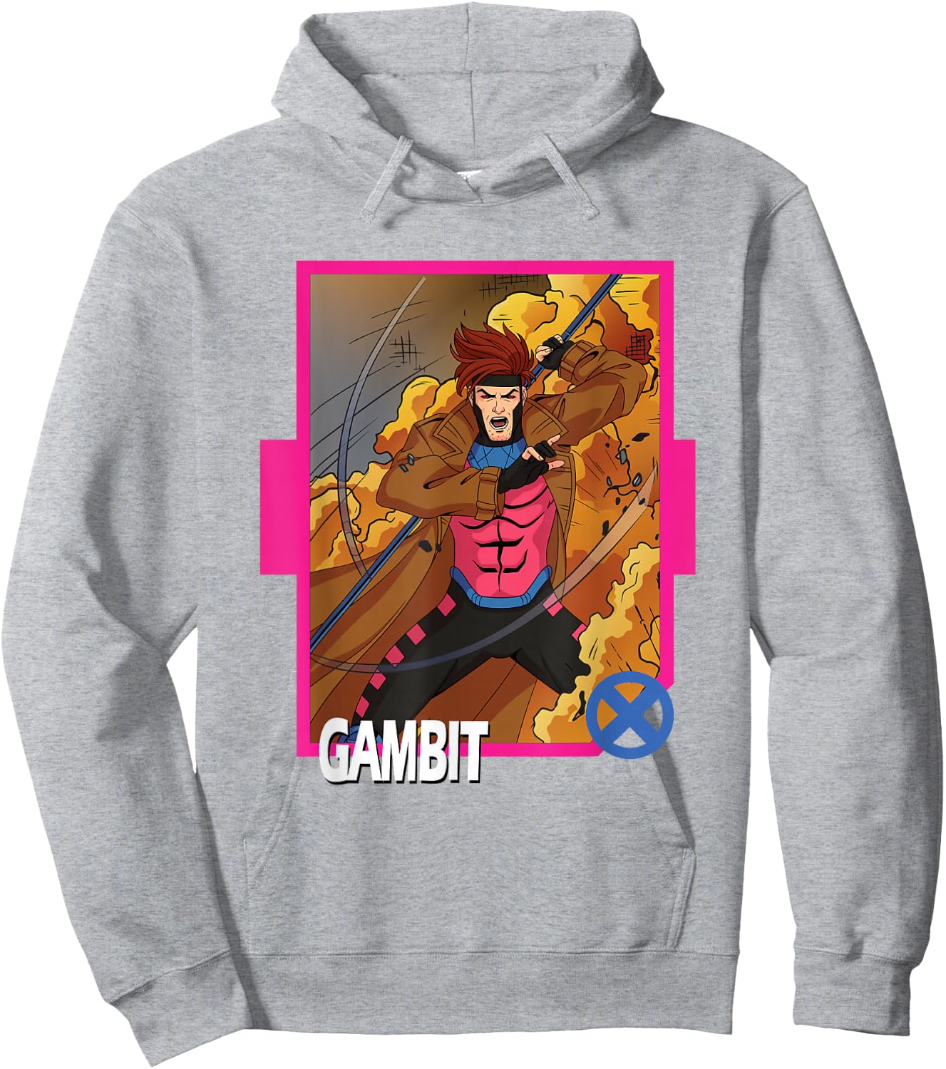 Marvel X-Men '97 Classic Gambit Vintage Super Hero Card Hoodie - Hoodie | Ash