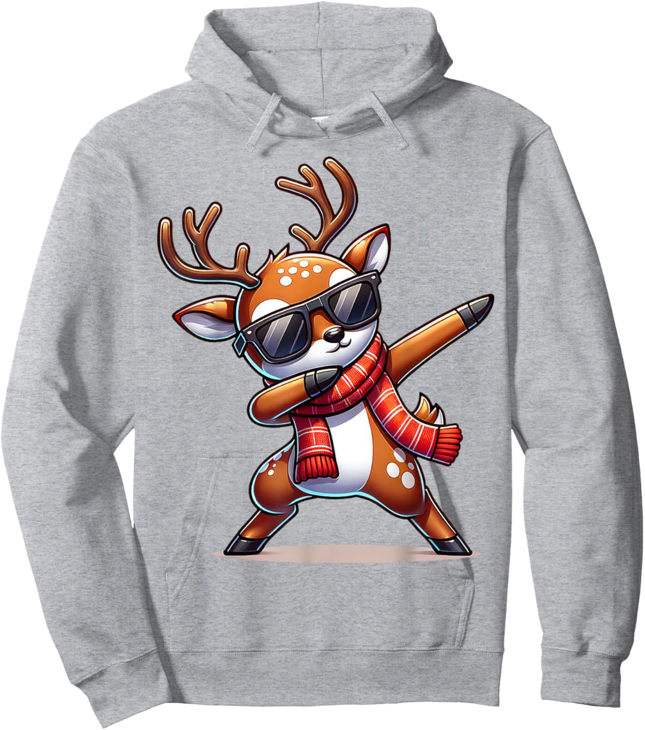 Christmas Reindeer Boys Dabbing Reindeer Santa Xmas Funny Hoodie - Hoodie | Ash