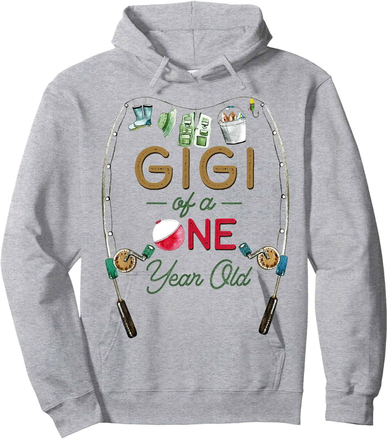 Gigi of The Big One Fishing Boy 1rst Birthday Ofishally Hoodie - Hoodie | Ash