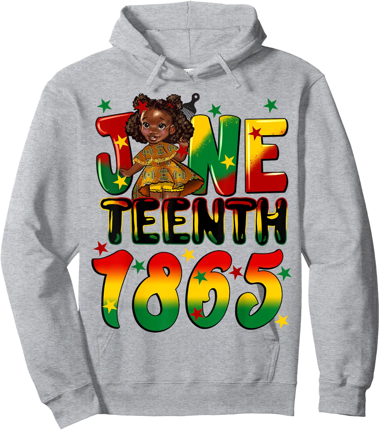 African American Melanin Black Girls Kids Juneteenth 1865 Hoodie - Hoodie | Ash