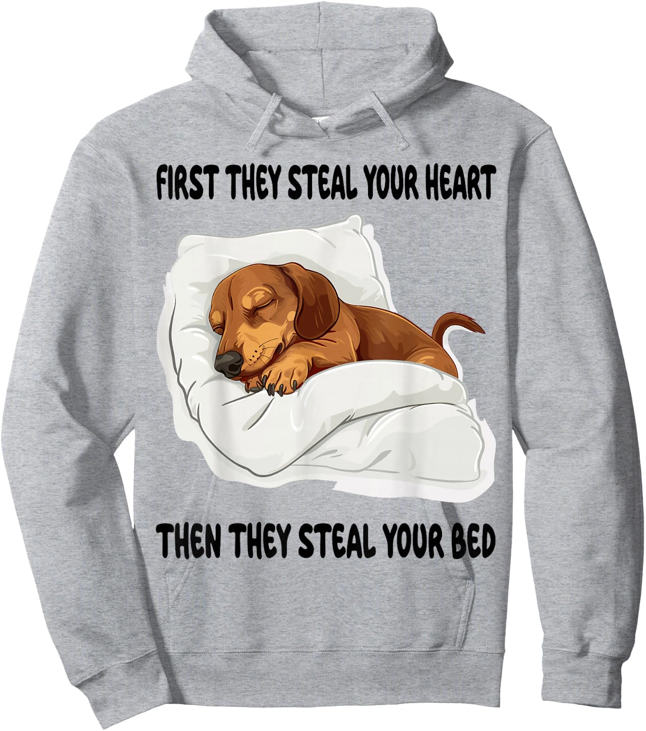 Dachshund Wiener Doxie Sleeping Pajamas Nightgown Hoodie - Hoodie | Ash
