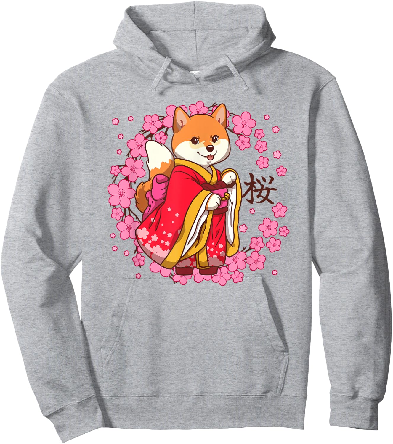 Kawaii Dog SAKURA 桜 Spring Hoodie - Hoodie | Ash