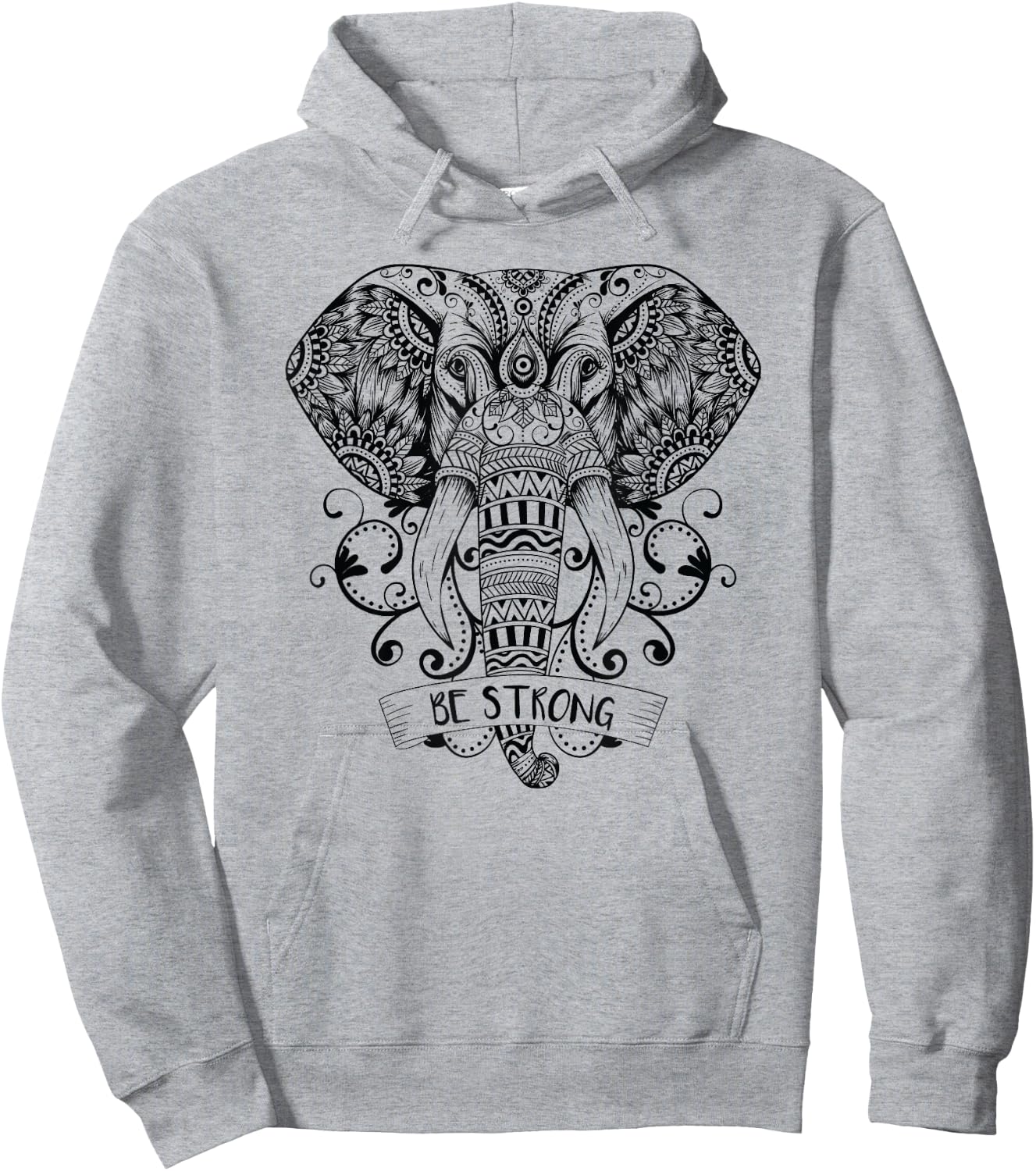 Elephant Yoga Elephant Mandala Ganesha Chakra Tribal Hoodie - Hoodie | Ash