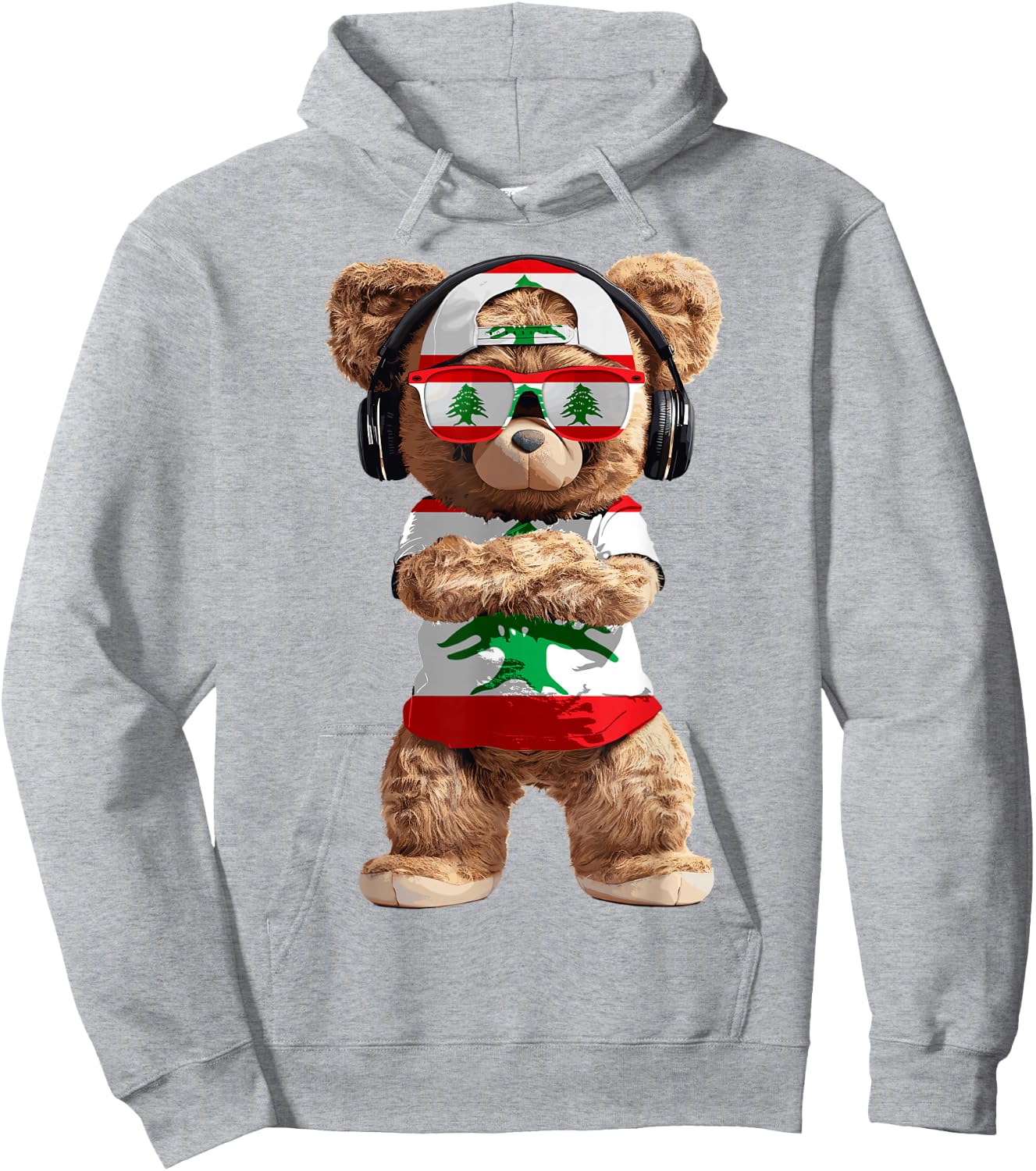 Lebanon Flag Souvenirs Bear Outfit Products Lebanese Hoodie - Hoodie | Ash