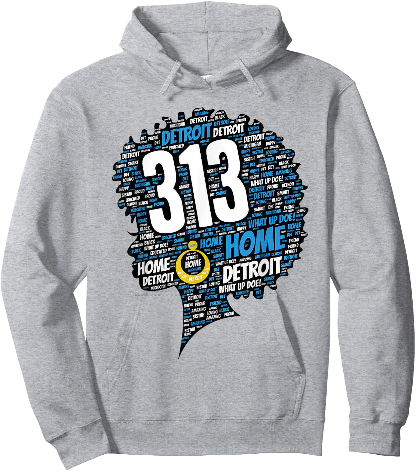 313 Detroit Afro Black Woman What Up Doe! Hoodie - Hoodie | Ash