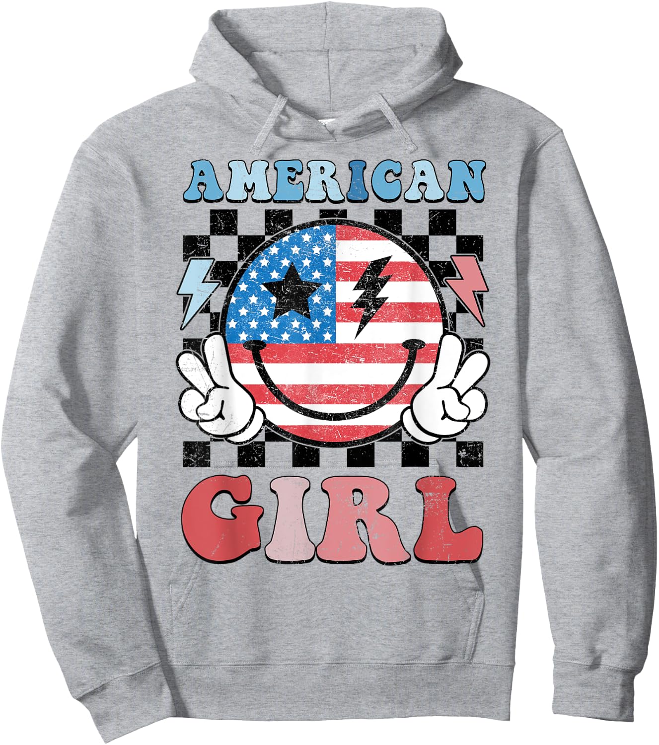 American Girl Toddler Teens Kids 4th of July Patriotic Hoodie - Hoodie | Ash