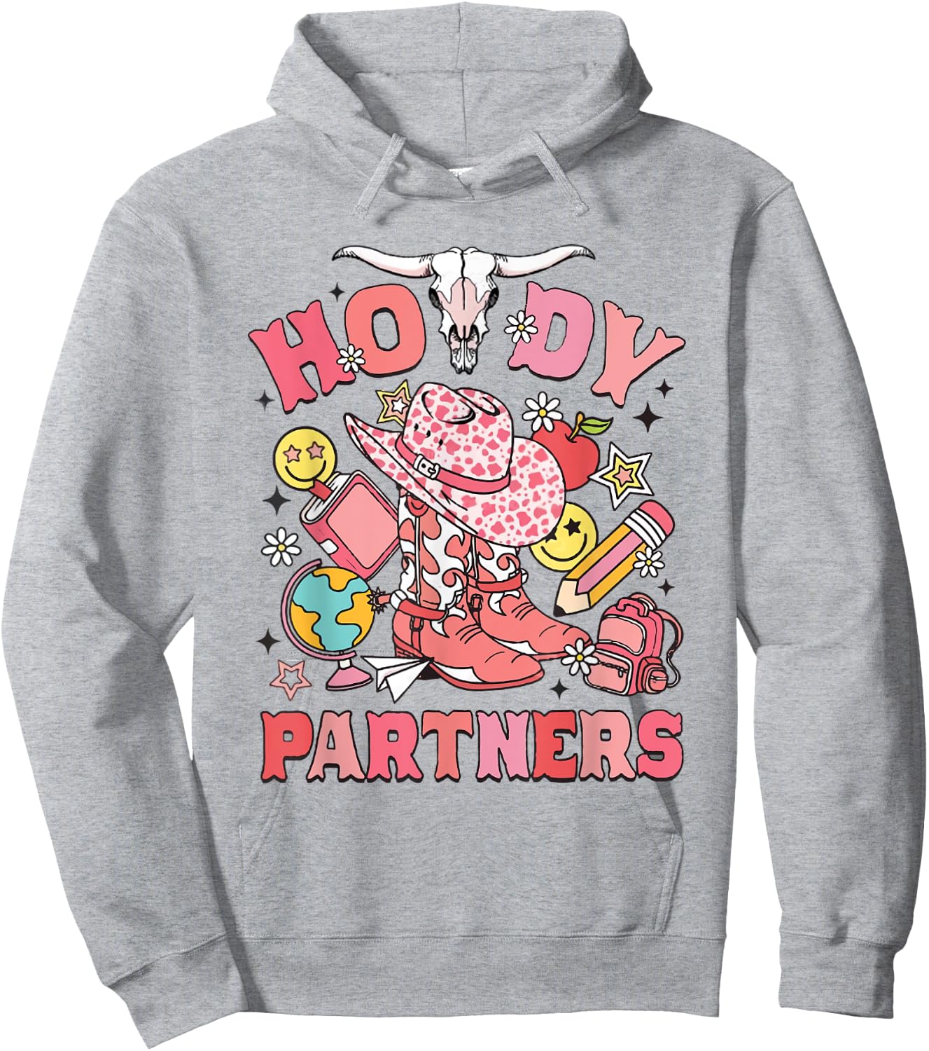 Retro Howdy Partners Cowgirl Teacher Western Back To School Hoodie - Hoodie | Ash