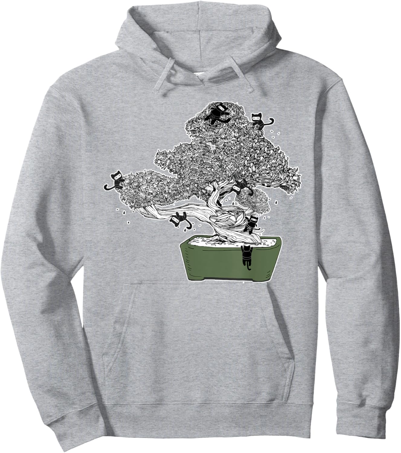 Ninja Kitty Cats Bonsai Tree Japanese Buddhist Zen Shirt Hoodie - Hoodie | Ash