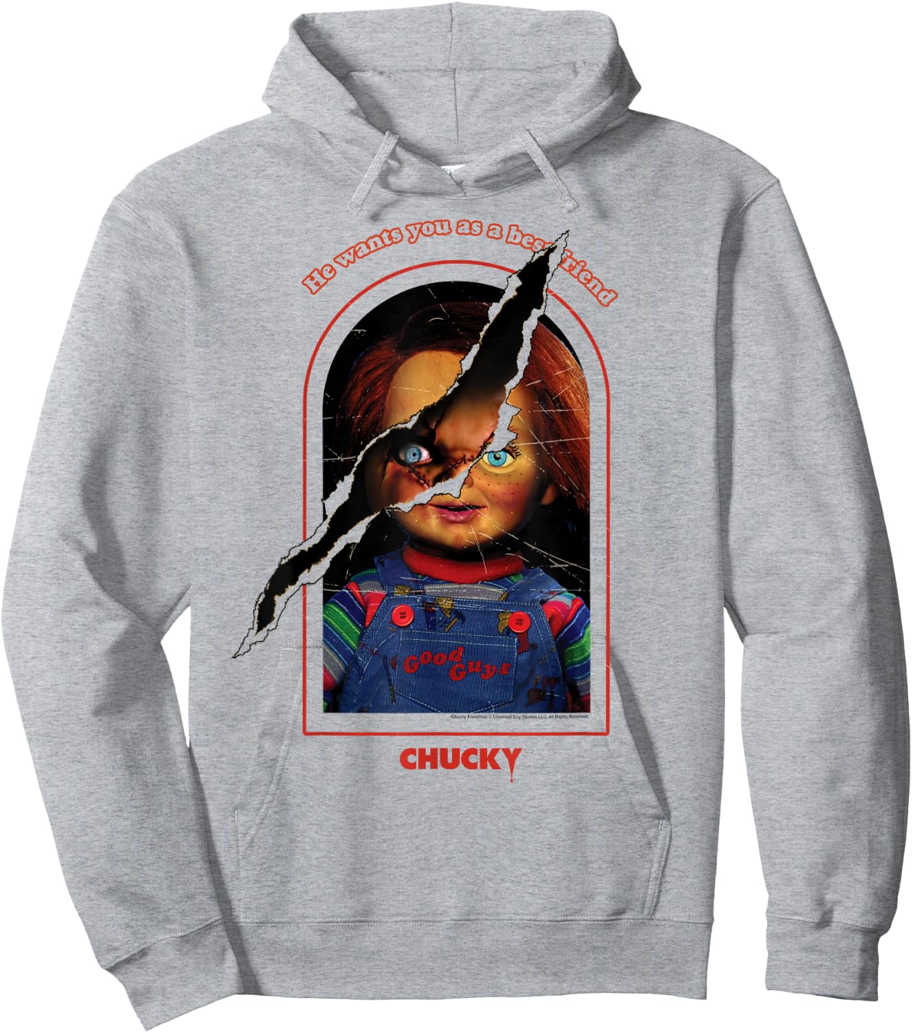 Chucky Split Face Hoodie - Hoodie | Ash