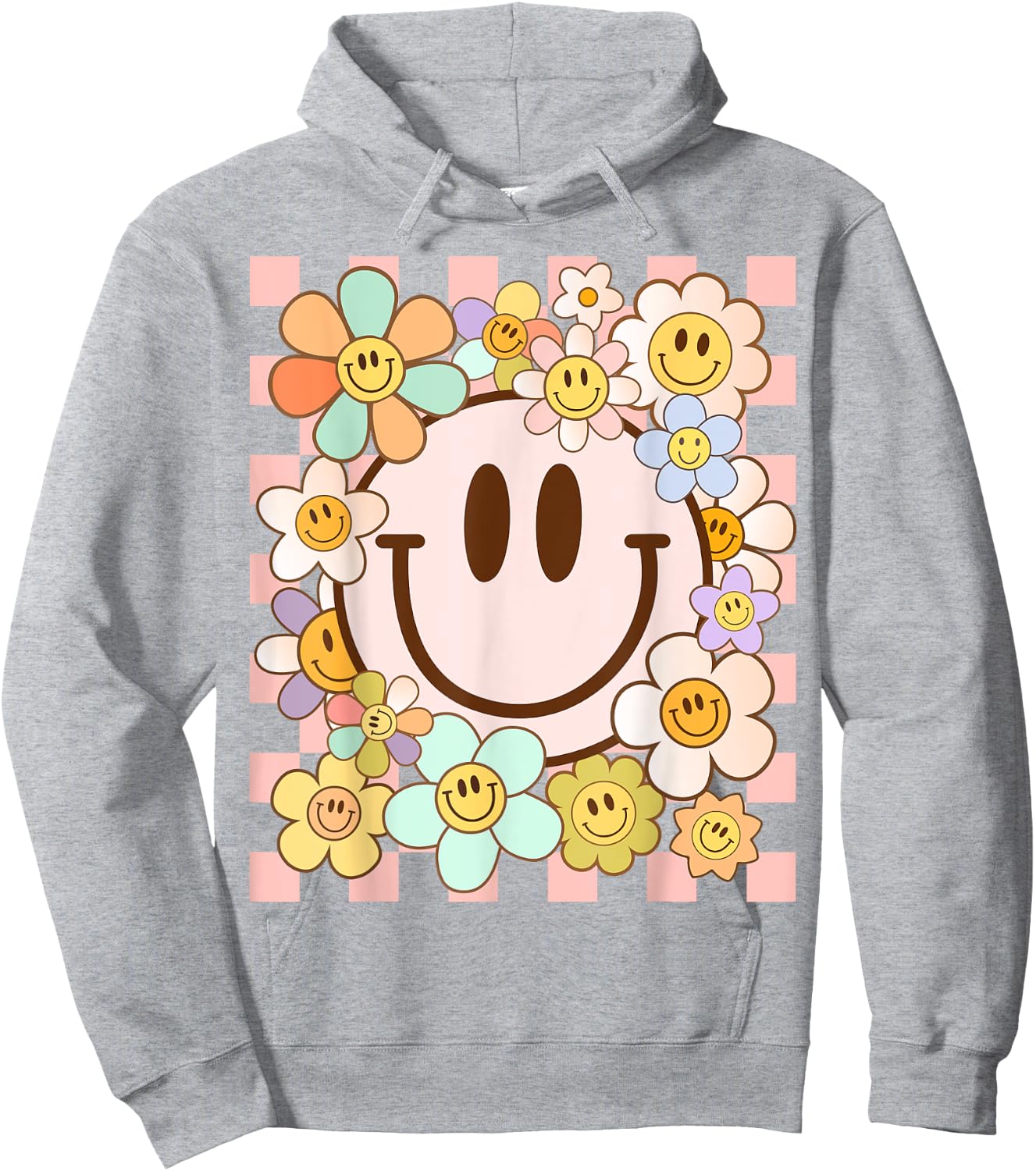 Happy Face Daisy Flower Shirt Preppy Aesthetic Smile Face Hoodie - Hoodie | Ash