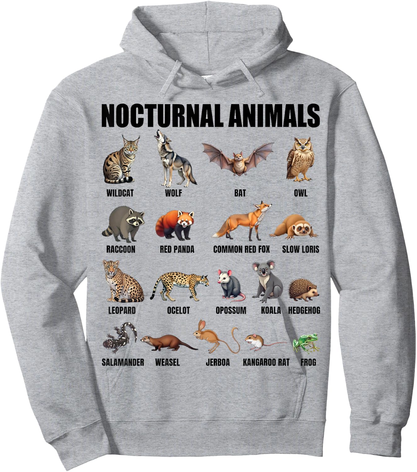 Nocturnal Animals Educational Wildlife Science Nature Lover Hoodie - Hoodie | Ash