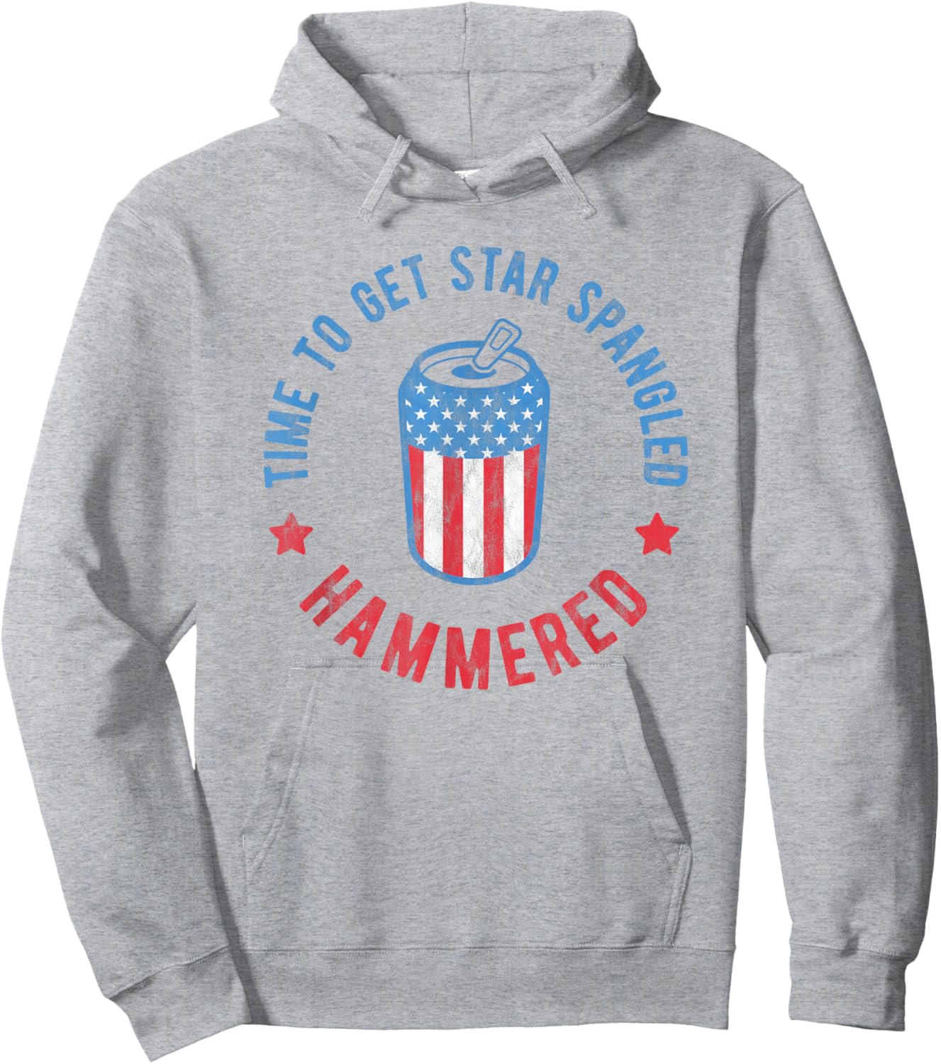 Time to Get Star Spangled Hammered Shirt 4th July Drinking Hoodie - Hoodie | Ash