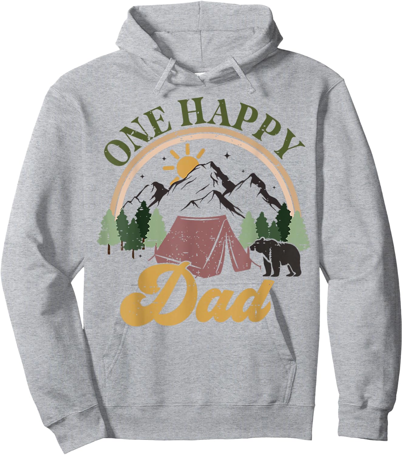 Cute One Happy Camper Birthday Decorations One Happy Dad Hoodie - Hoodie | Ash