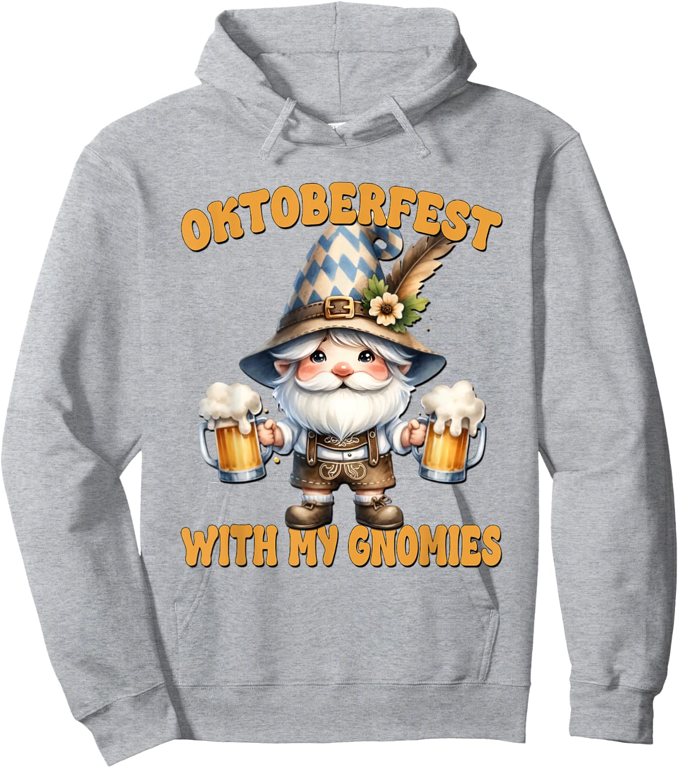 German Gnome Large Beer Mugs With Handle For Octoberfest Hoodie - Hoodie | Ash