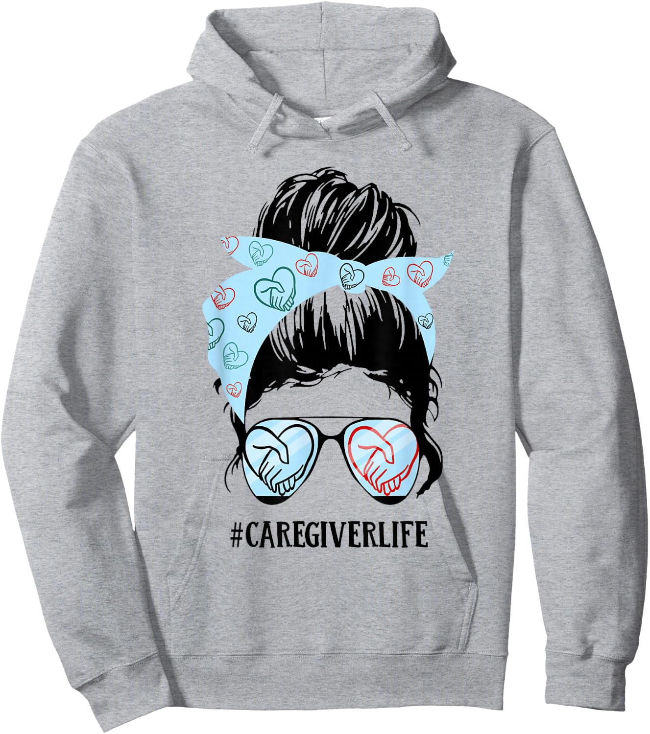 Caregiver Life Messy Bun Hoodie - Hoodie | Ash