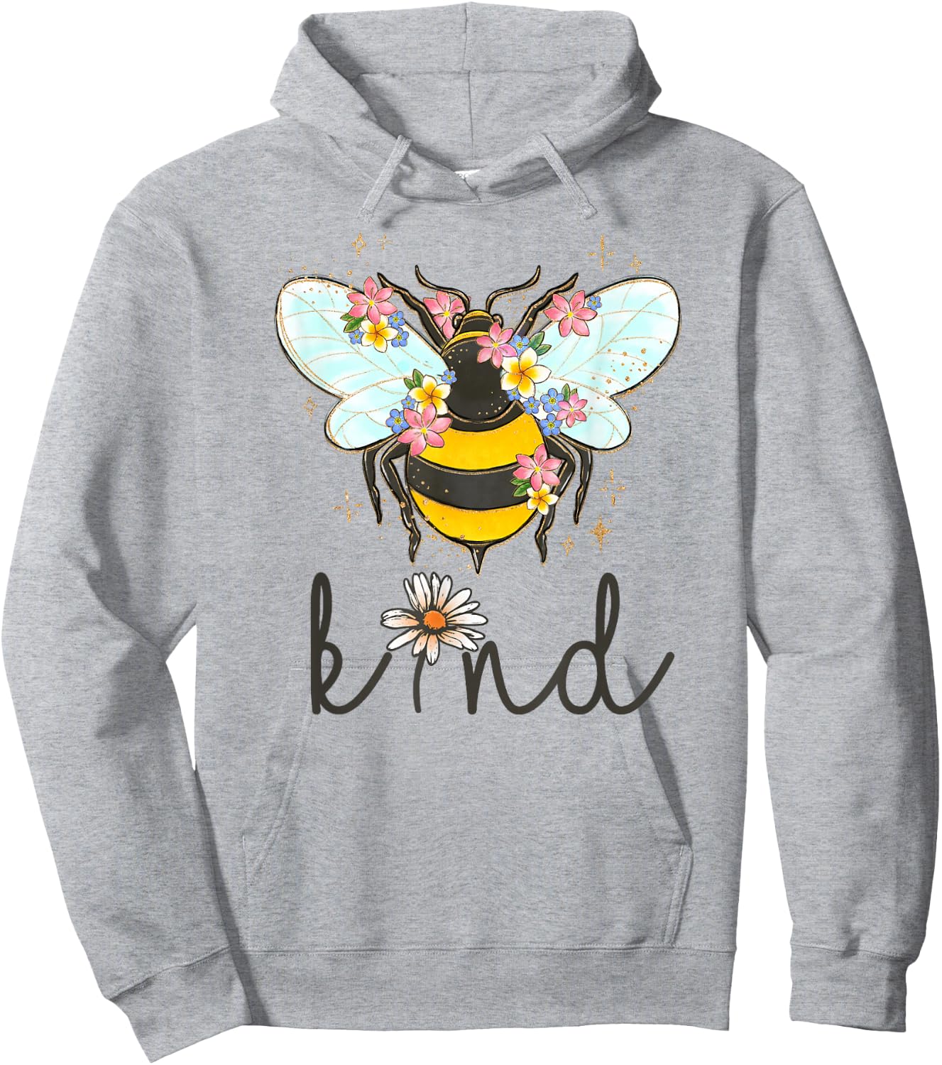 Cool Bee Kind Shirt Flower Funny Bumble Bee Women Girls Hoodie - Hoodie | Ash