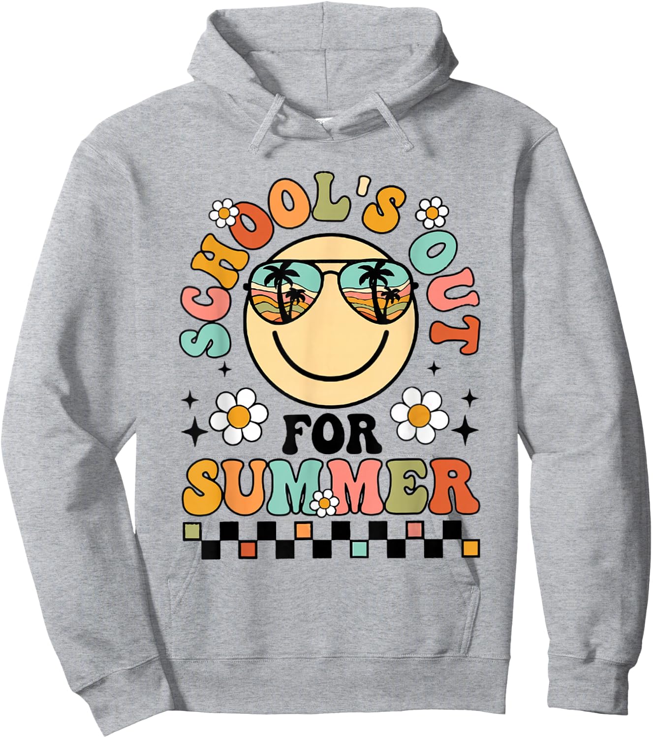 Retro Schools Out For Summer Kindergarten Grad Toddler Kids Hoodie - Hoodie | Ash