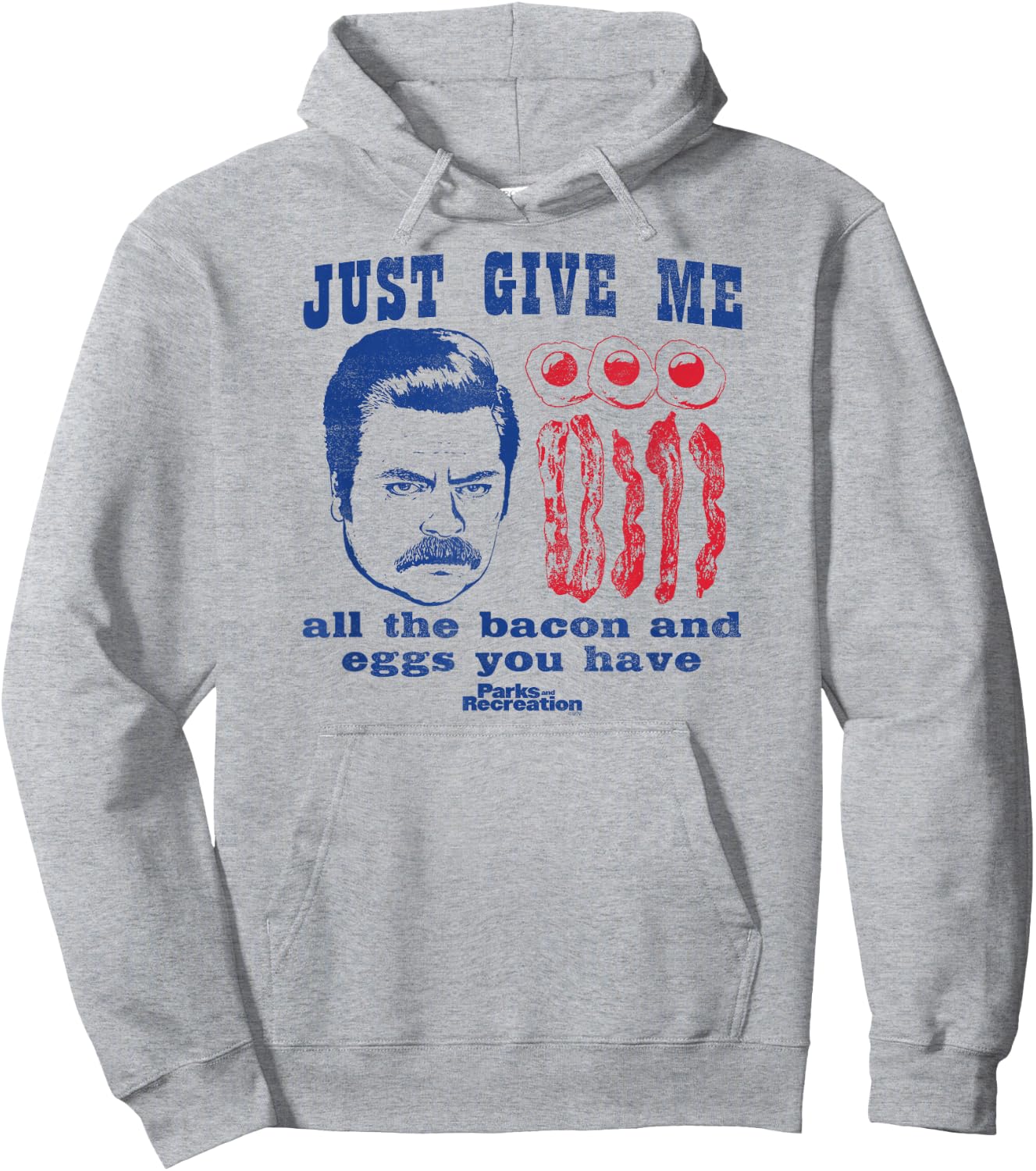 Parks and Recreation Ron Swanson All The Bacon and Eggs Hoodie - Hoodie | Ash