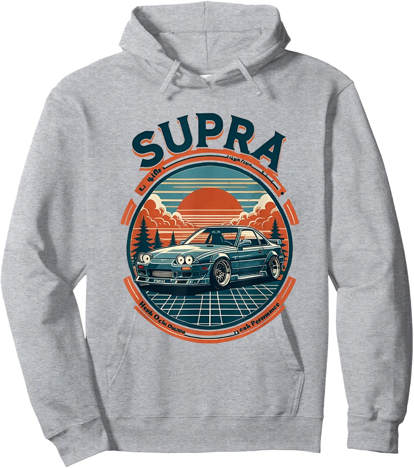 Retro 90s Supra Street Racing Drift Car Hoodie - Hoodie | Ash