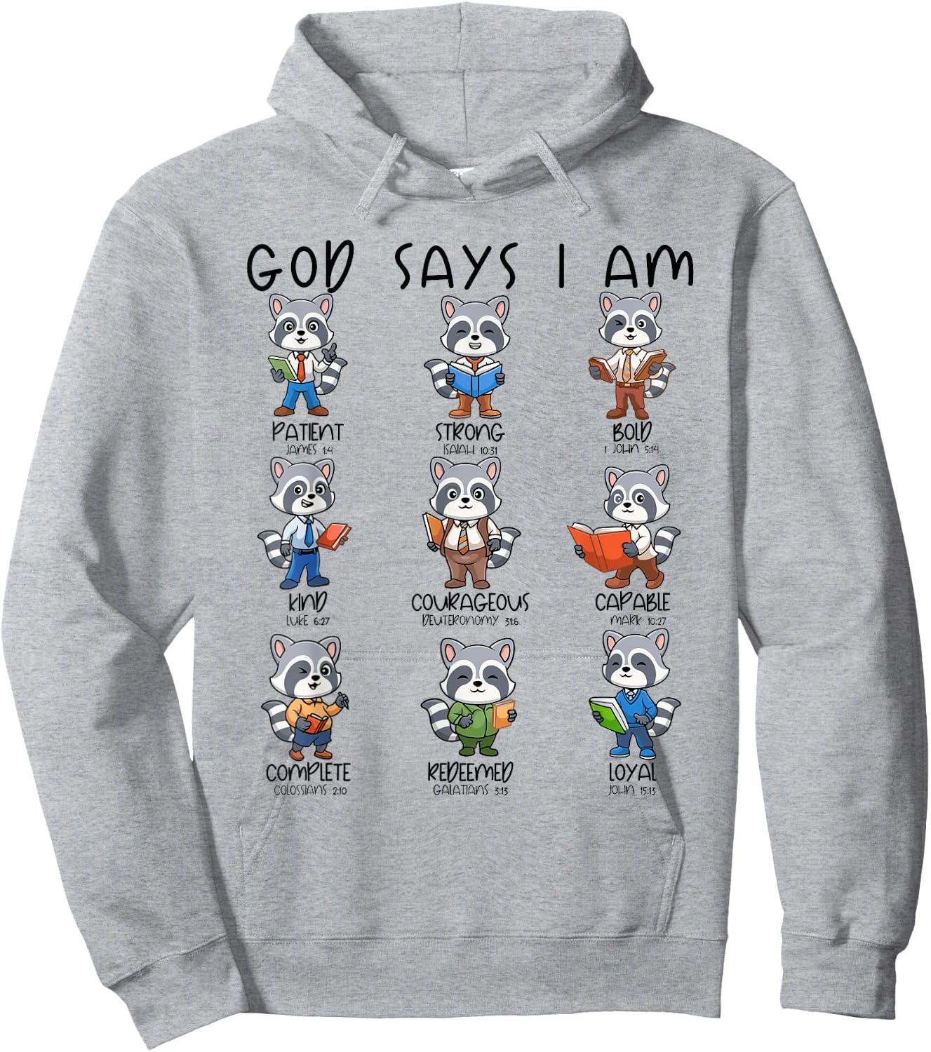 God Says I Am Raccoon Teacher Christian Religious Women Men Hoodie - Hoodie | Ash