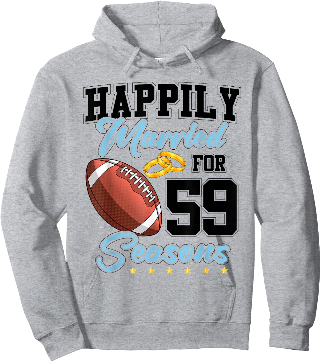59th Wedding Anniversary Football Couples 59 Years Marriage Hoodie - Hoodie | Ash