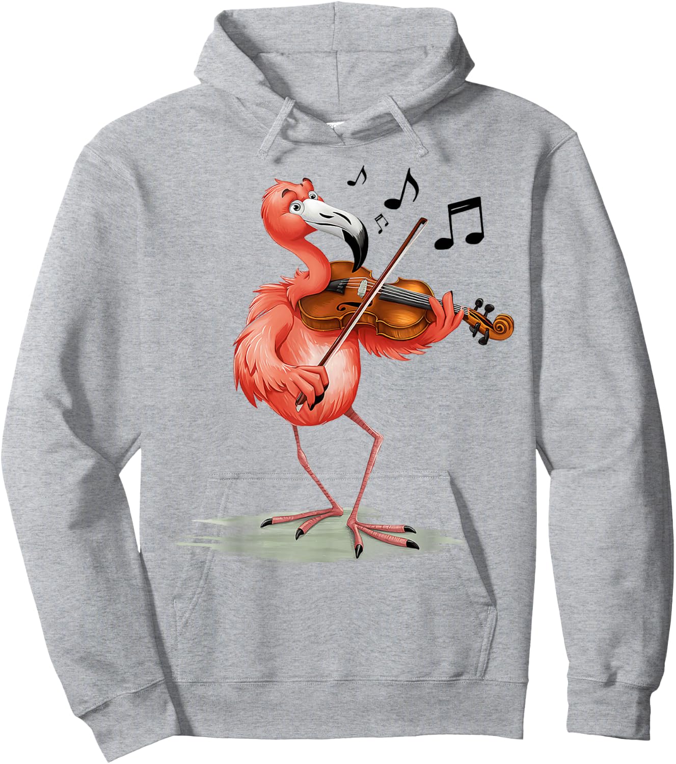 Funny Musician Violinist Cute Flamingo Playing Violin Hoodie - Hoodie | Ash