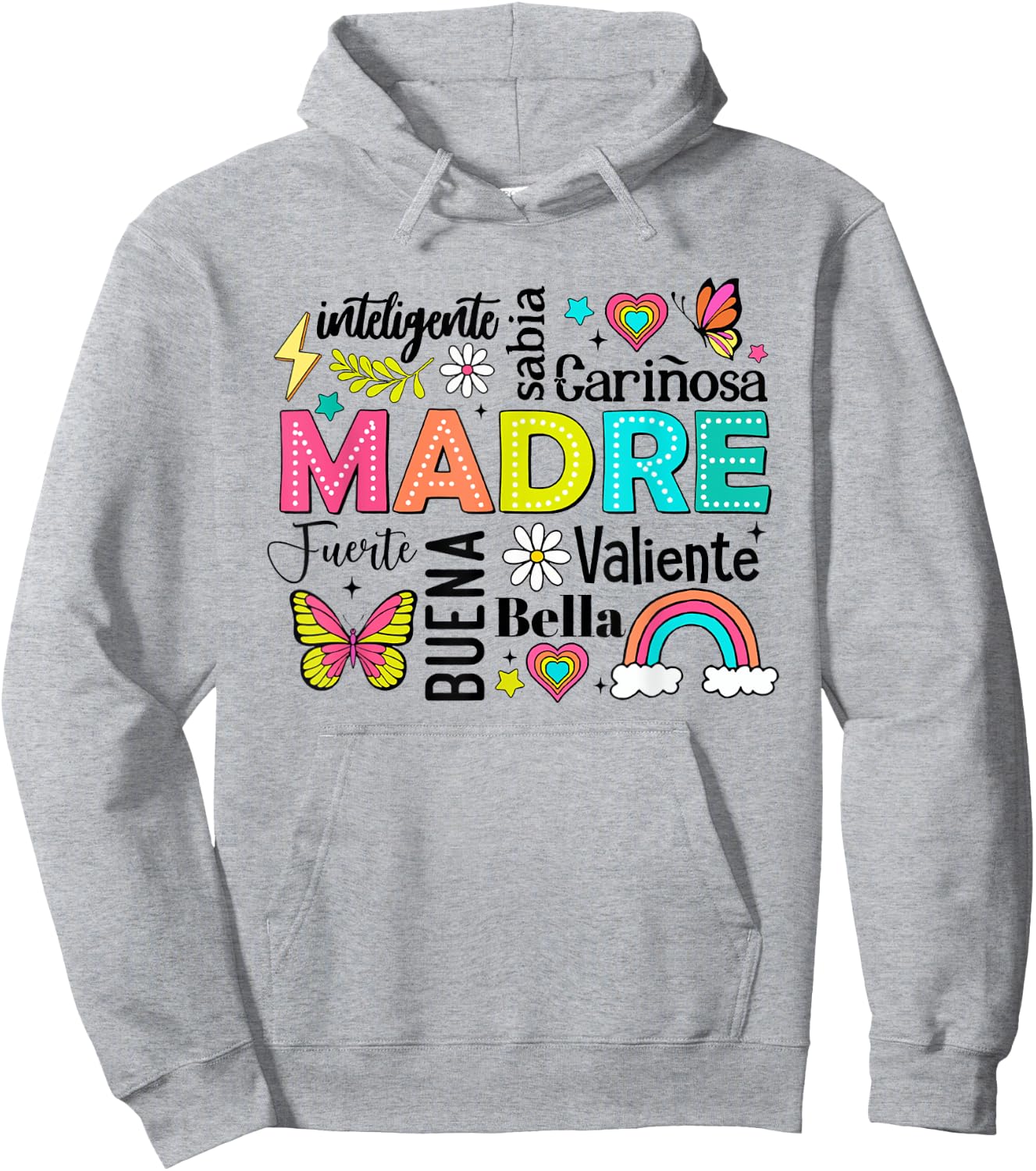 Retro Madre Ella Es Mamá Spanish Blessed Mom Mother's Day Hoodie - Hoodie | Ash