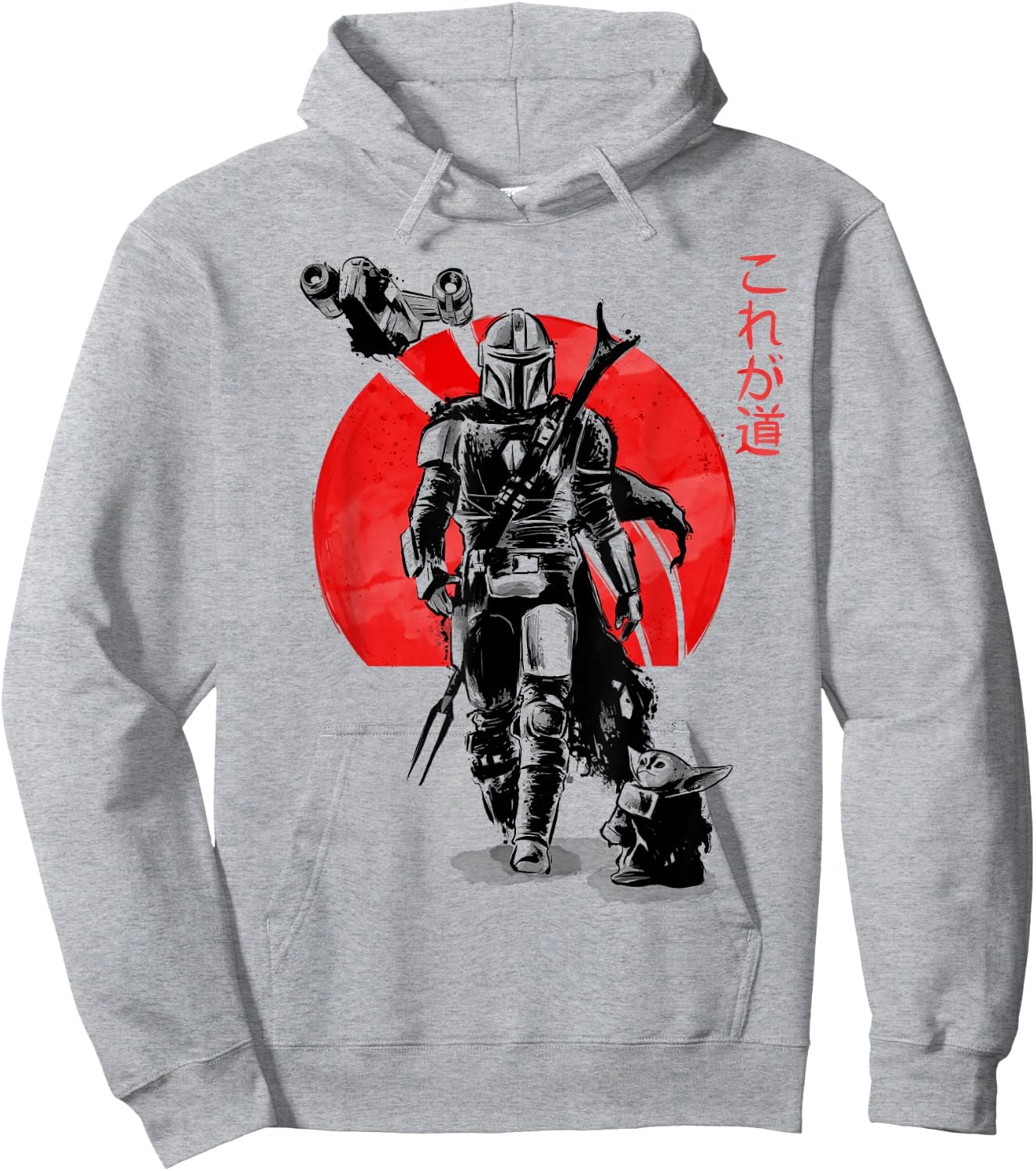 Star Wars The Mandalorian The Child Red Sun Ink Portrait Hoodie - Hoodie | Ash