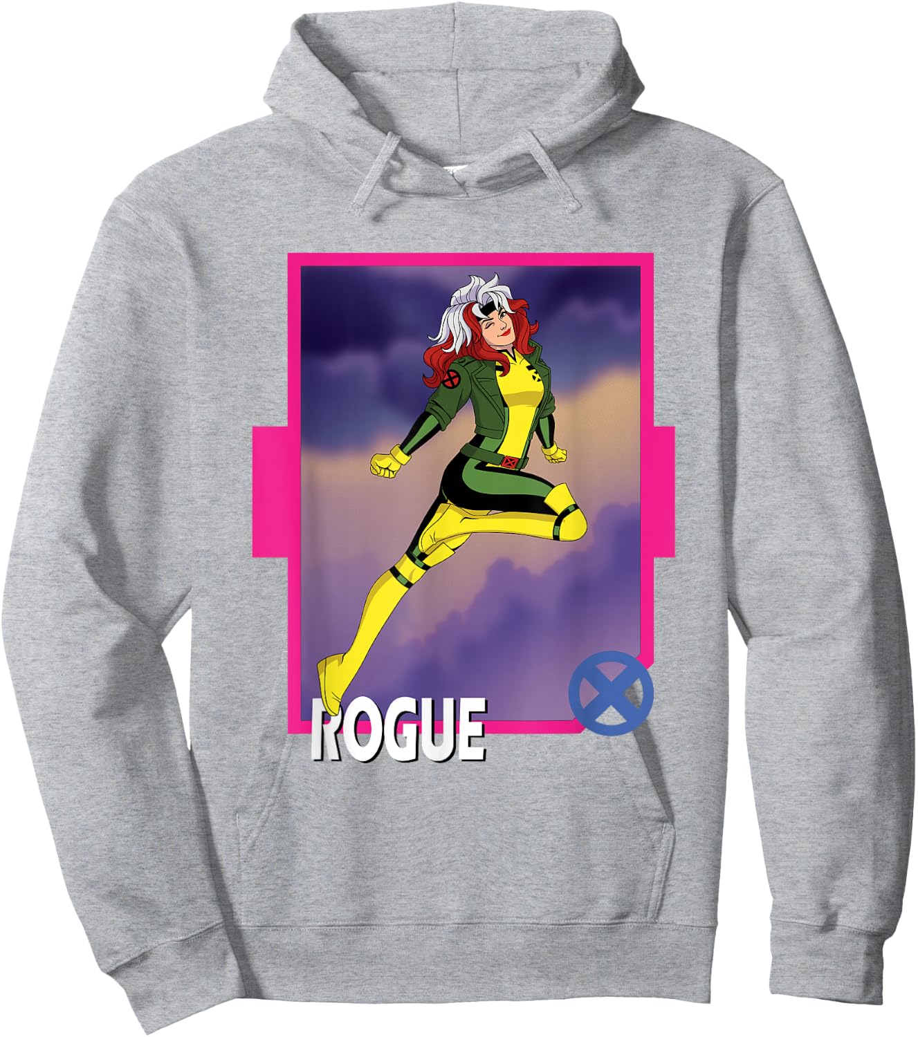 Marvel X-Men '97 Classic Rogue Vintage Super Hero Card Hoodie - Hoodie | Ash