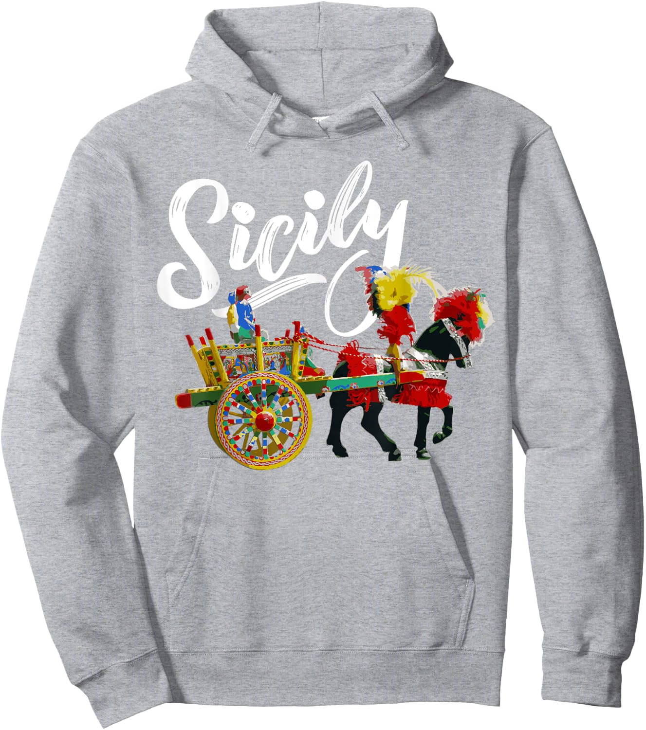 Sicily Horse and Cart Traditional Cultural Sicilian Folk Art Hoodie - Hoodie | Ash