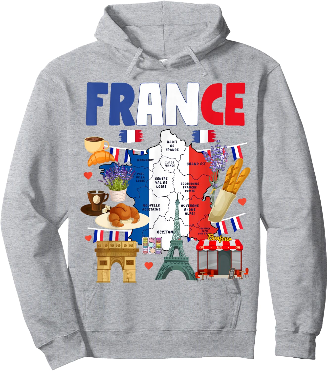 France Flag Outfit Idea For Kids French Flag & Lavender Hoodie - Hoodie | Ash