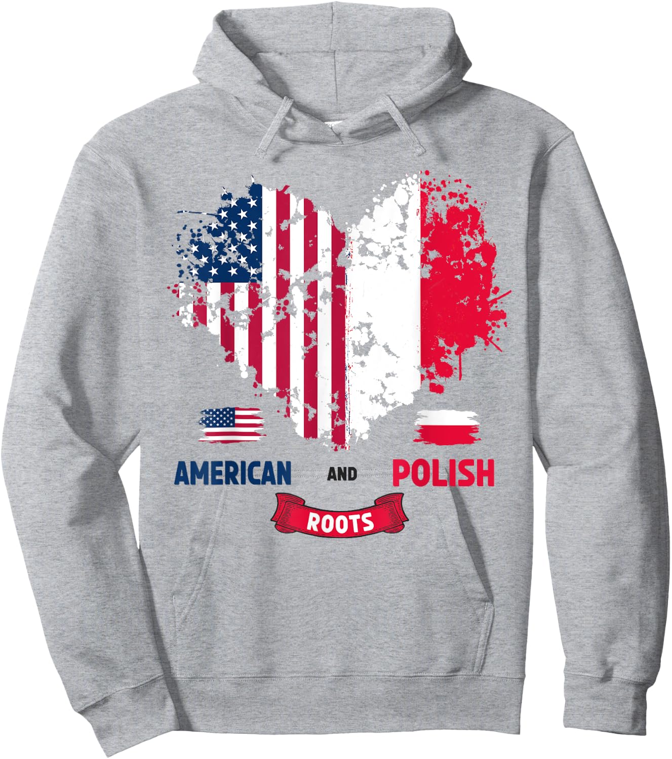 Polish American Flag Ideas For Kids Poland Flag Heart Hoodie - Hoodie | Ash