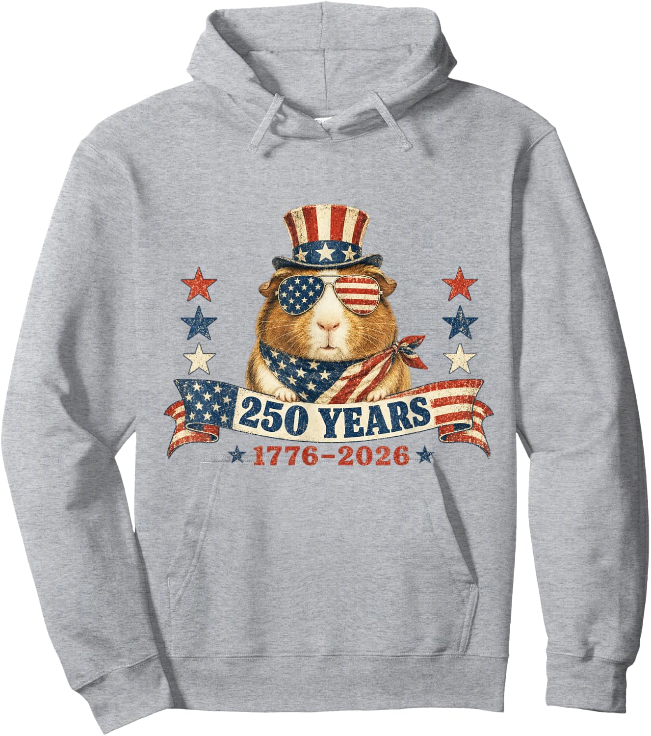 Funny USA Independence Day Patriotic 4th of July Guinea Pig Hoodie - Hoodie | Ash