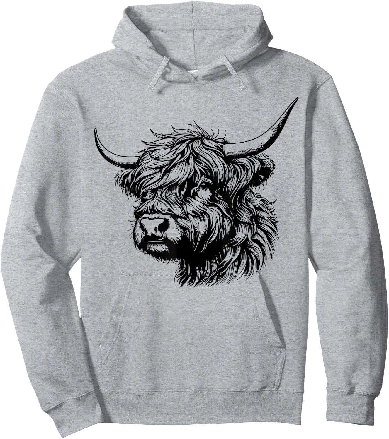 Scottish Highland Cow Head Calf Animal Cute Highland Cow Hoodie - Hoodie | Ash