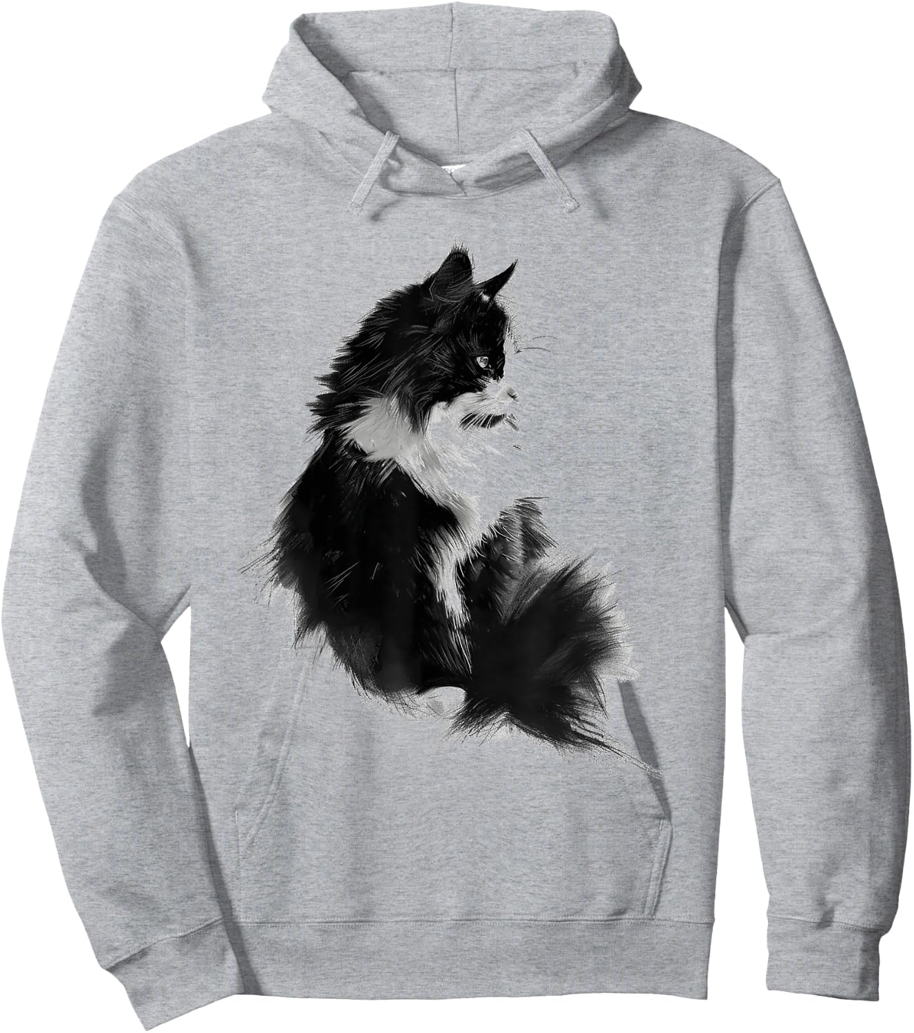 Cat Abstract Graphic Drawing Illustration Animal Cat Women Kids Hoodie - Hoodie | Ash