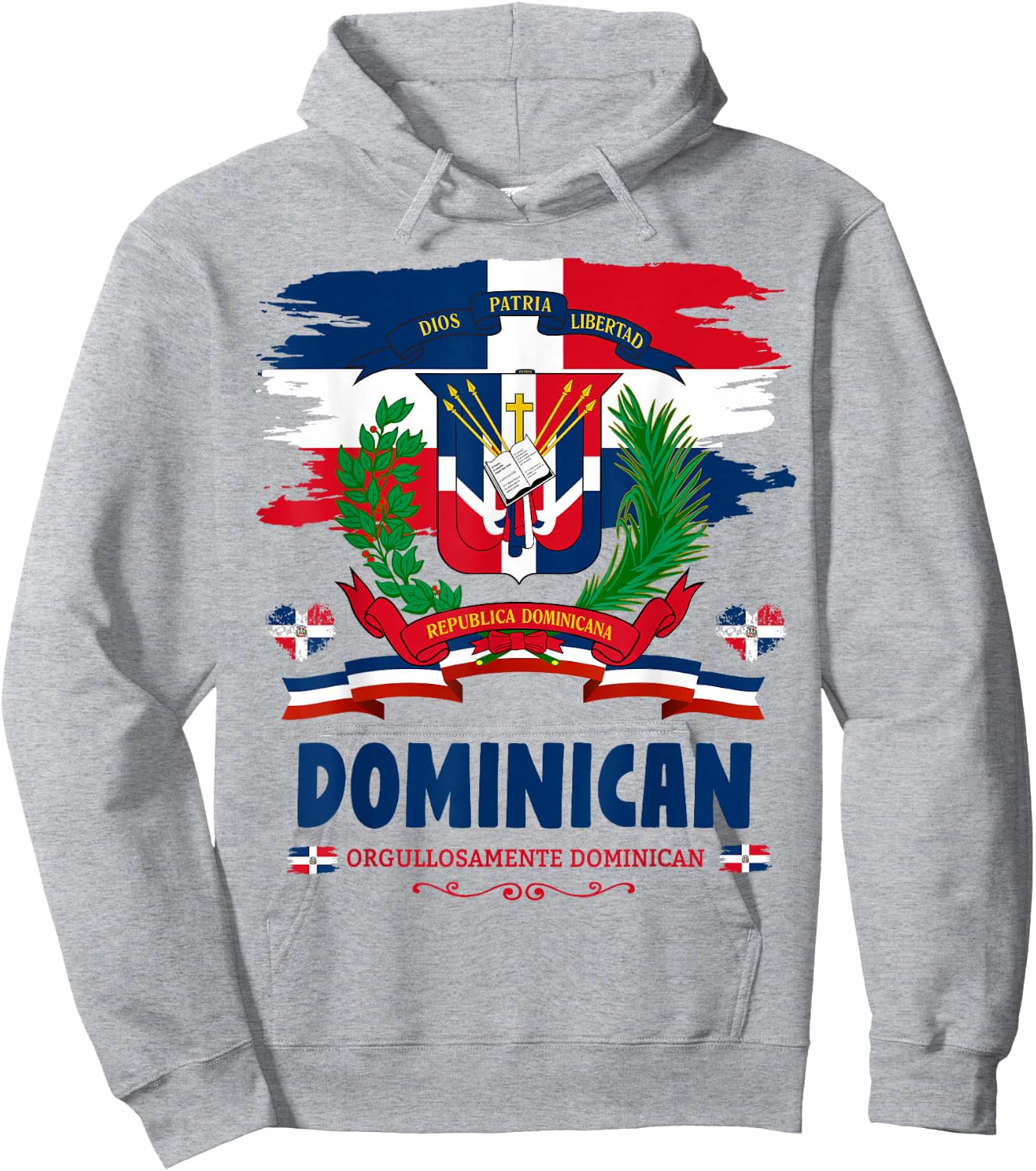 Coat of Arms Republica Dominicana For Kids & Dominican Flag Hoodie - Hoodie | Ash