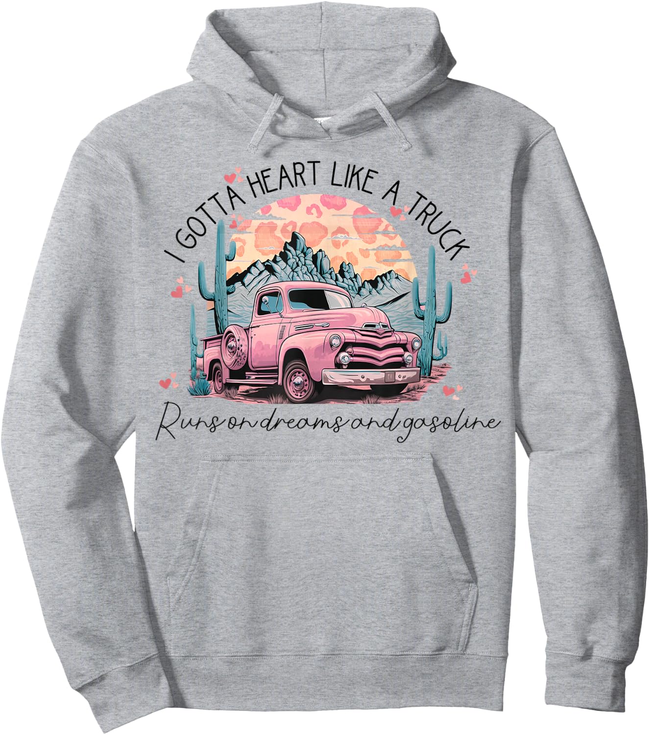 Gotta Heart-Like A Truck Western Country Western Truck Hoodie - Hoodie | Ash