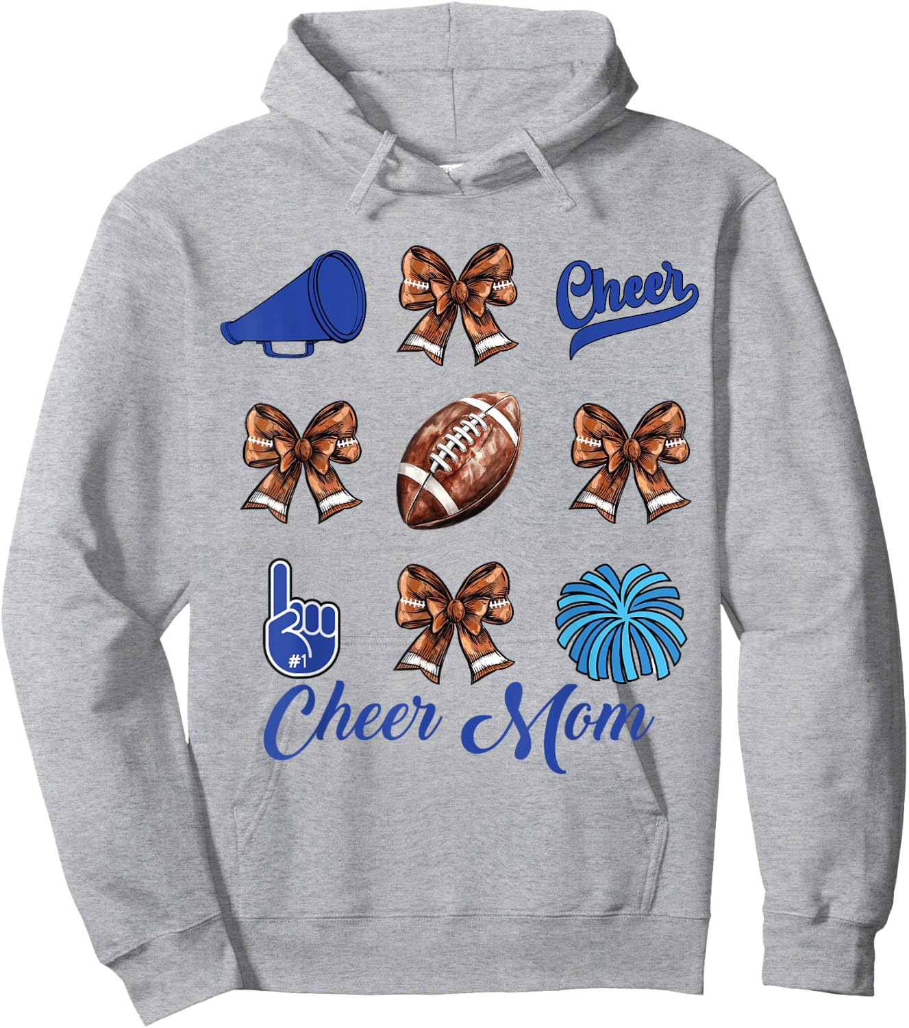 Cheer Mom Football Coquette Bow Cheerleading Mama Hoodie - Hoodie | Ash