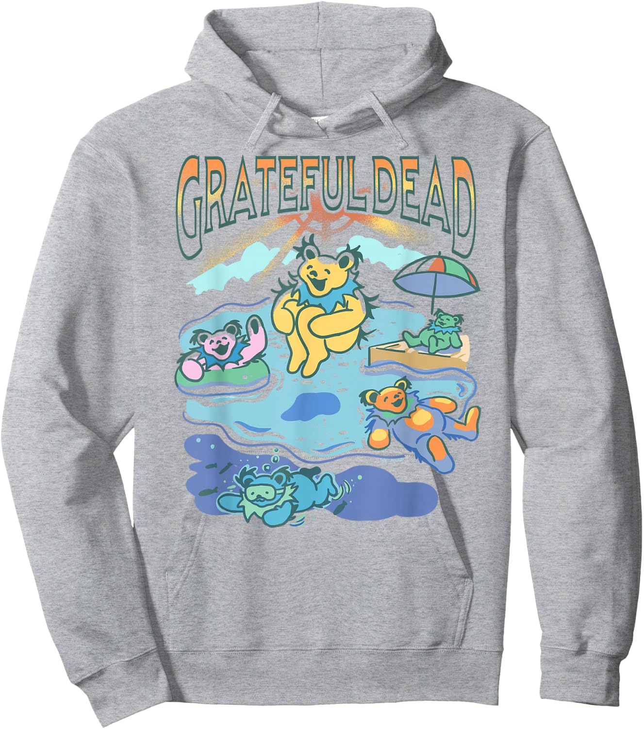 Grateful Dive Summertime Swimming Bears Vintage Band Hoodie - Hoodie | Ash