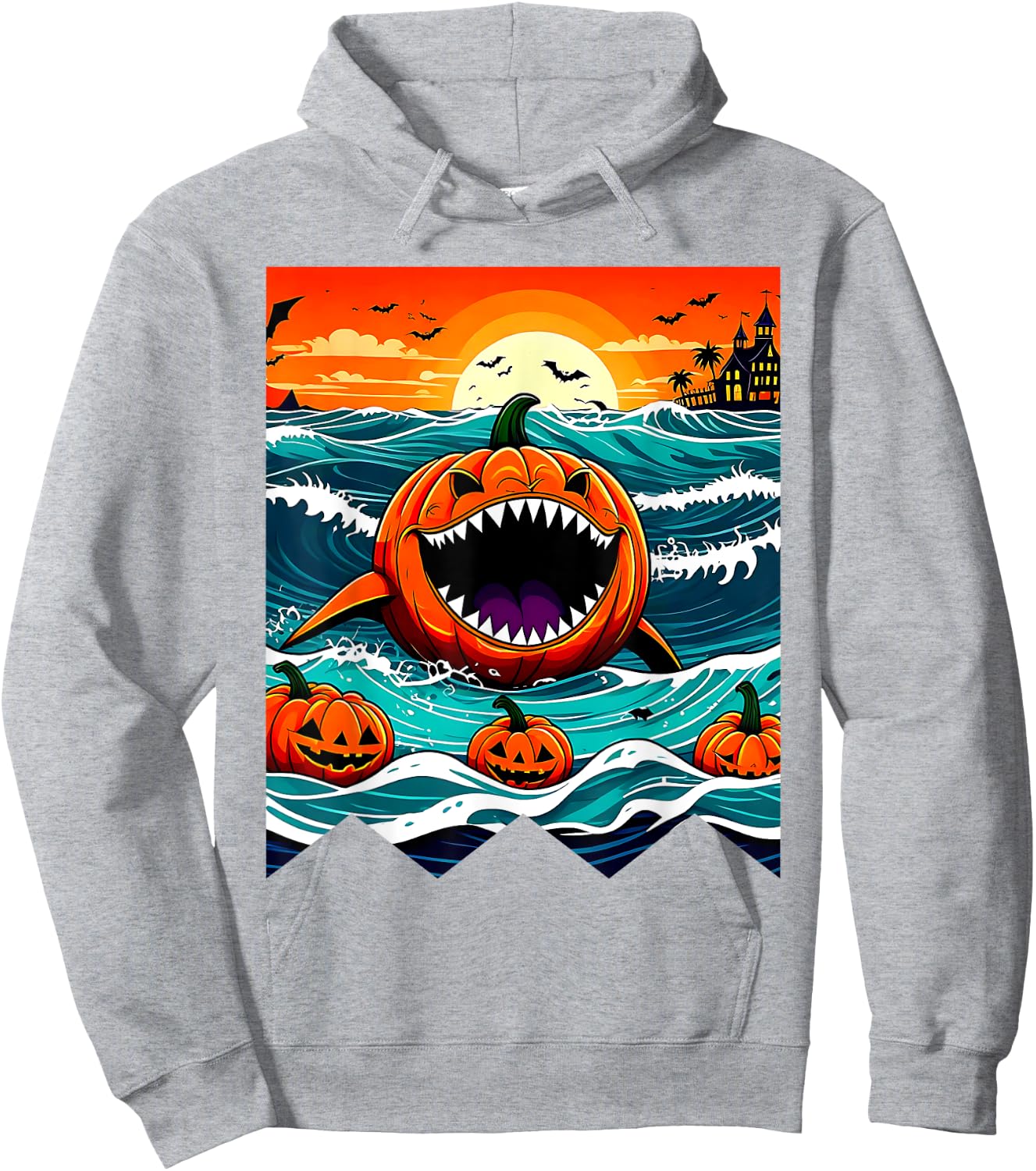 Halloween Pumpkin Shark Funny Summerween Spooky Summer Kids Hoodie - Hoodie | Ash