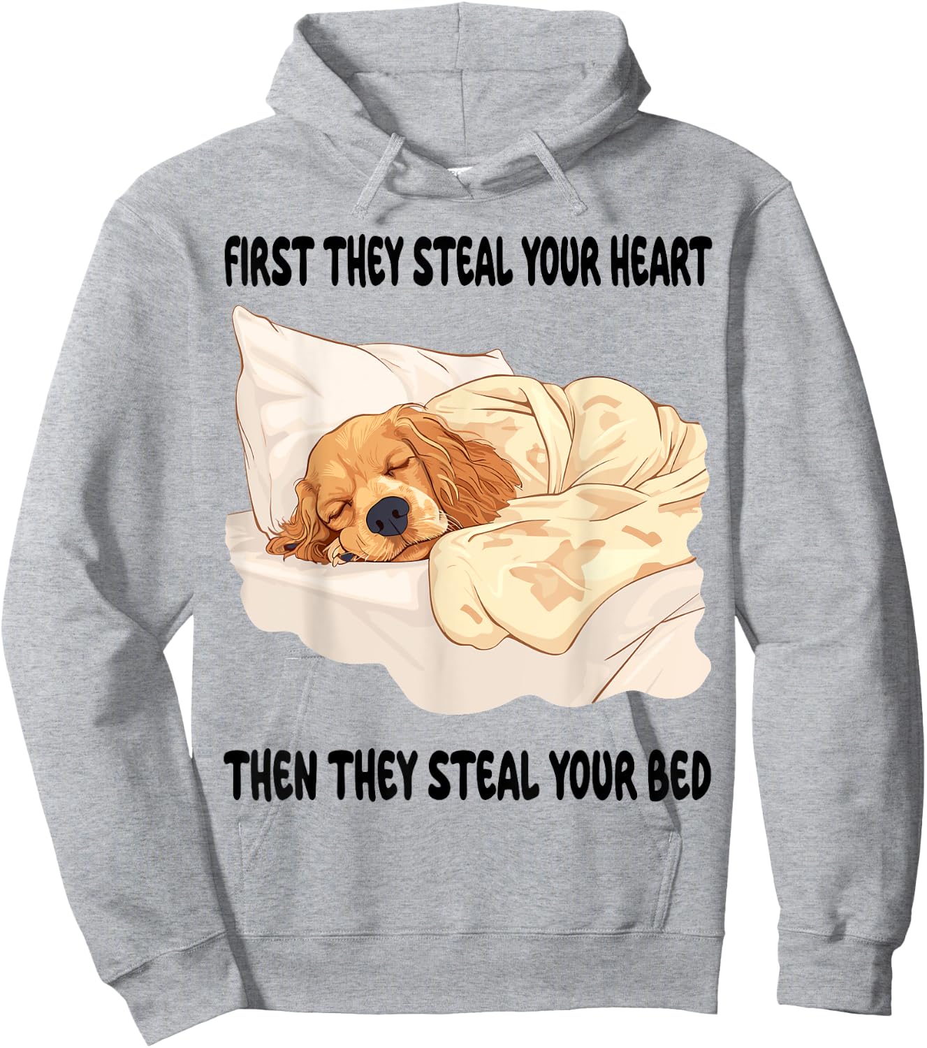 Cocker Spaniel Sleeping Pajamas Nightgown Hoodie - Hoodie | Ash