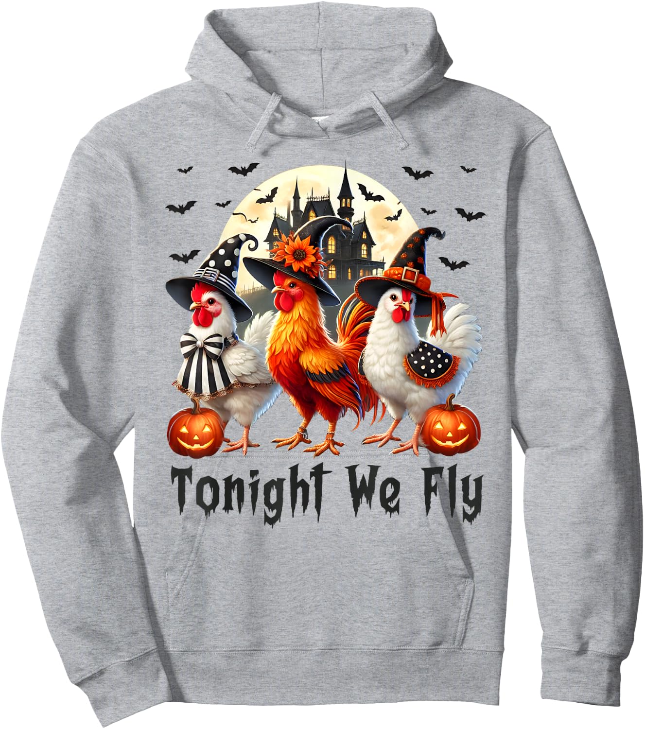 Tonight We Fly Chicken Farm Animal Lover Halloween Hoodie - Hoodie | Ash