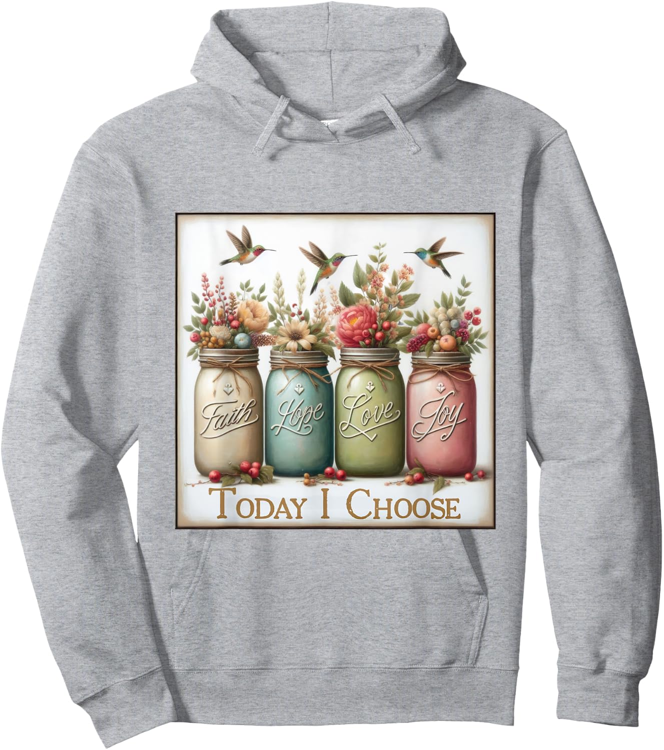 Christian Faith Hope Love Wild Flowers Jars Hoodie - Hoodie | Ash
