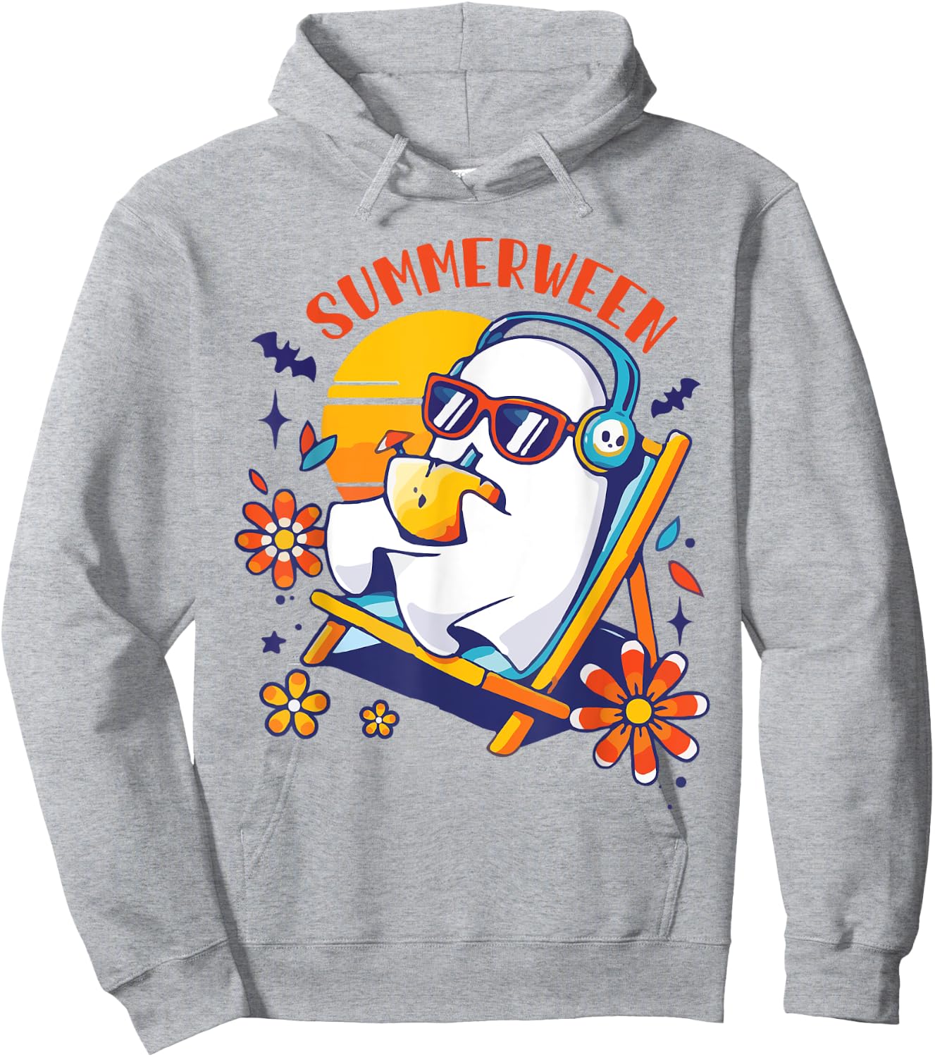 Summerween Cute Spooky Summer Ghost Halloween Lover Hoodie - Hoodie | Ash